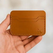 Handmade Genuine Leather Card Holder Wallet Slim Minimalist Front Pocket Design