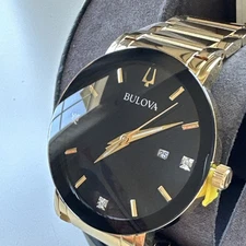 Bulova Futuro Mens Quartz Diamond Accent Date 42mm Watch 97D116