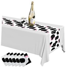 Pink Cowgirl Cow Table Runner Plastic Farm Animal Black White Cow Table 6