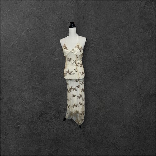 L’alcool Women's Gold Sleeveless Sequin Formal Maxi Dress Size S