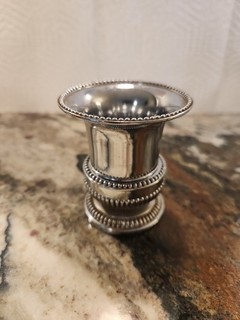 Silver Plated Urn/Toothpick Holder With Secret Compartment On The Bottom/Japan