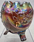 Antique Amethyst Northwood Carnival Rose Bowl "FineCut & Roses” Pattern 4”T x4"W