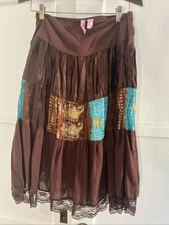 Dolled Up by FANG Womens Sz M Brown Skirt Y2K Vintage Fairycore Bohemian READ D