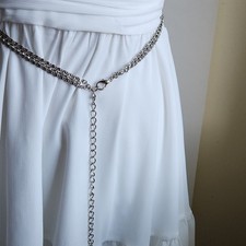 Calvin Klein Silver Tone Multi Chain Hip Belt Waist Chain Y2K Statement 36\
