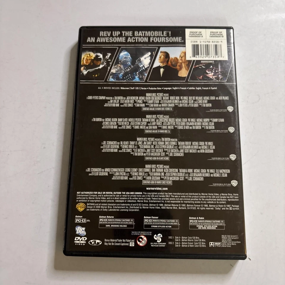 Batman: Batman, Batman & Robin, Batman Returns, Batman Forever DVD Region 1 - Image 2 of 4