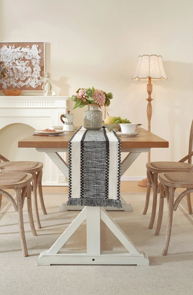 Retro Table Runner Placemat Tea Coffee Dining Table Decoration Gift with Tassles - Image 4 of 4