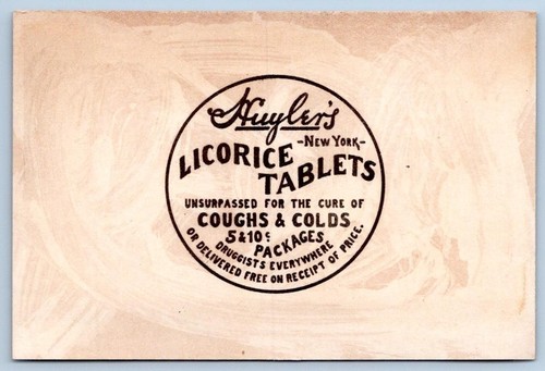 HUYLER'S BOMBONES CHOCOLATES NIÑAS MUÑECAS PERRO FIESTA DEL TÉ TARJETA COMERCIAL VICTORIANA - Imagen 2 de 2