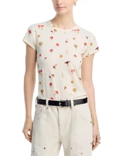 Rag & Bone Ivory Organic Cotton Mushroom Graphic Tee T-Shirt Sm $138 NWT