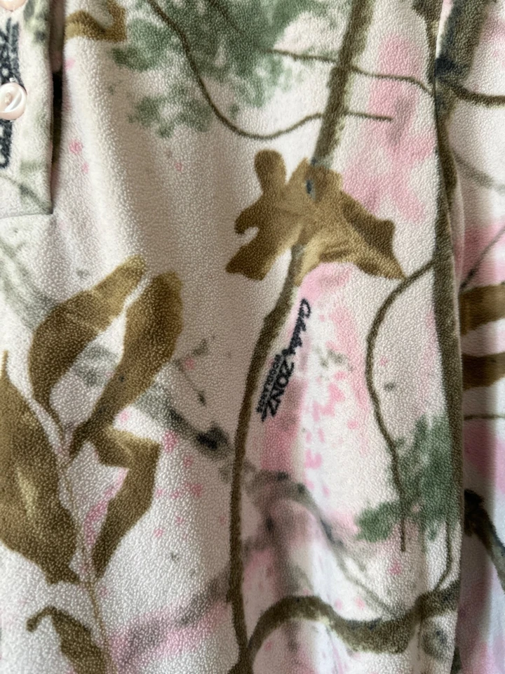 Camisa de Noche Cabelas Talla Mediana Zonz Woodlands Vellón Camuflaje Henley Camisón Foto 3 de 4