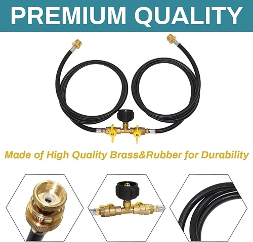 5 Fuß 2 Wege Y Splitter CGA Propan Konverter Adapter Schlauch für QCC1 20 Pfund Tank USA - Bild 3 von 6