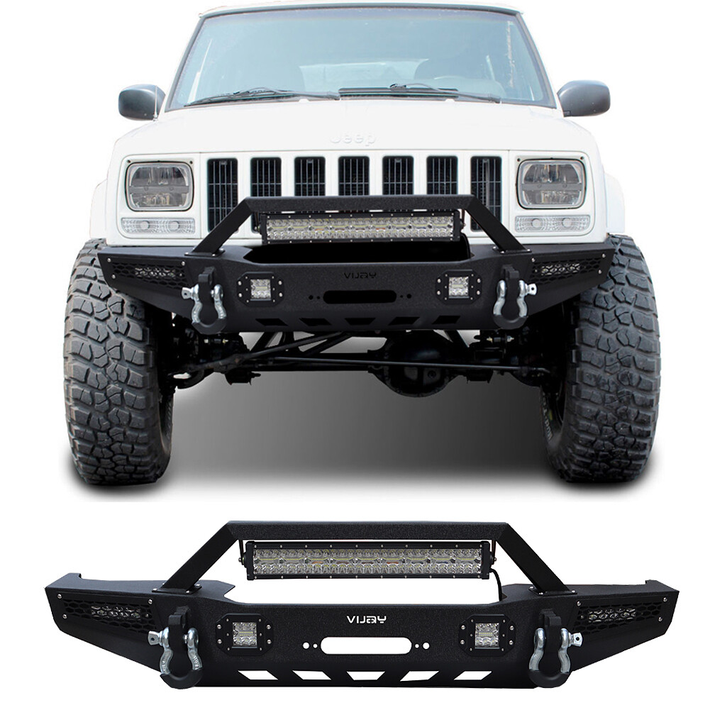Vijay Steel Front Bumper Fits 1984-2001 Cherokee XJ With Winch