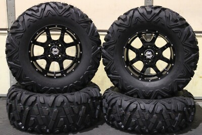 PIONEER 700 29'' QUADKING RADIAL 8 Ply ATV TIRE 14'' COBRA BLK WHEEL KIT IRS10K