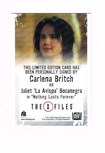 2018 Rittenhouse The X-Files Seasons 10 and 11 Autographs # Carlena Britch - Picture 2 of 2