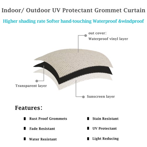 100*84in Outdoor Patio Curtains Sun Blocking Drapes for Gazebo, Porch, Pergola - Picture 29 of 38
