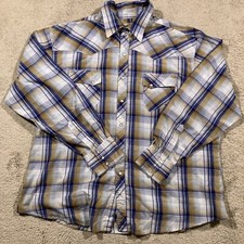 Wrangler Wrancher Pearl Snap Shirt mens 2XL Tartan Plaid Western Rodeo Cowboy