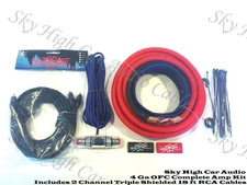 Oversized 4 Ga OFC AWG Amp Kit Triple Shielded RCA Red Black Complete Sky High
