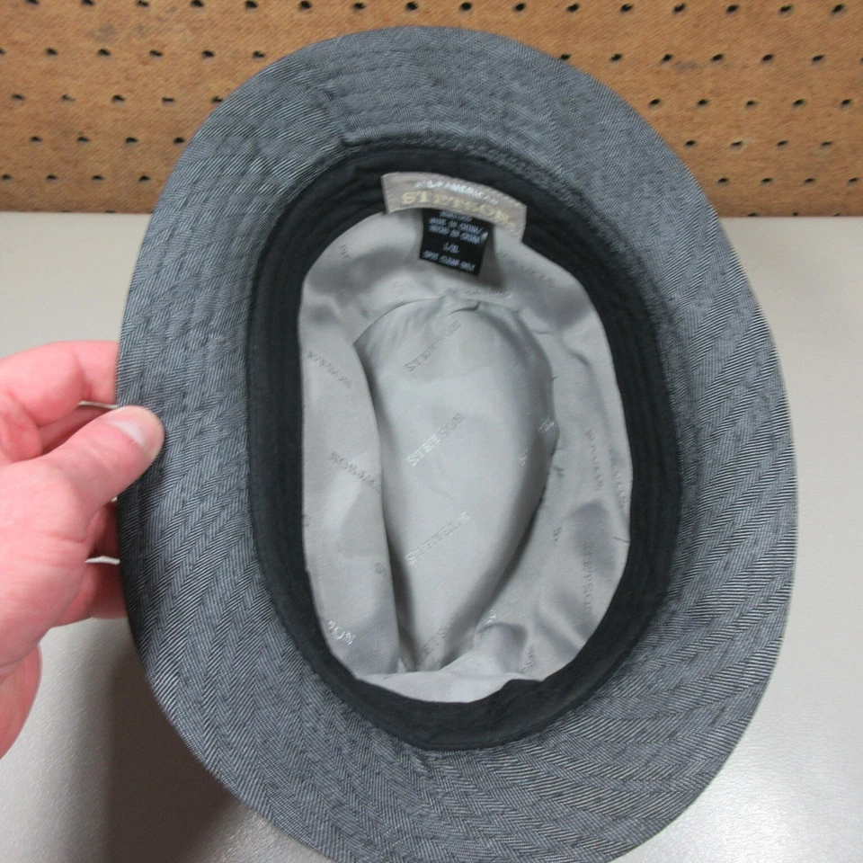 Stetson Hombre Gris An Negro Fedora Sombrero L XL Foto 4 de 4