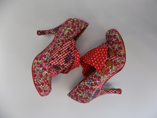 Irregular Choice Zapatos Rojo Talla 5 Mujer Tacón Flor Corte Estilo Vintage Años 50 60 - Imagen 17 de 19