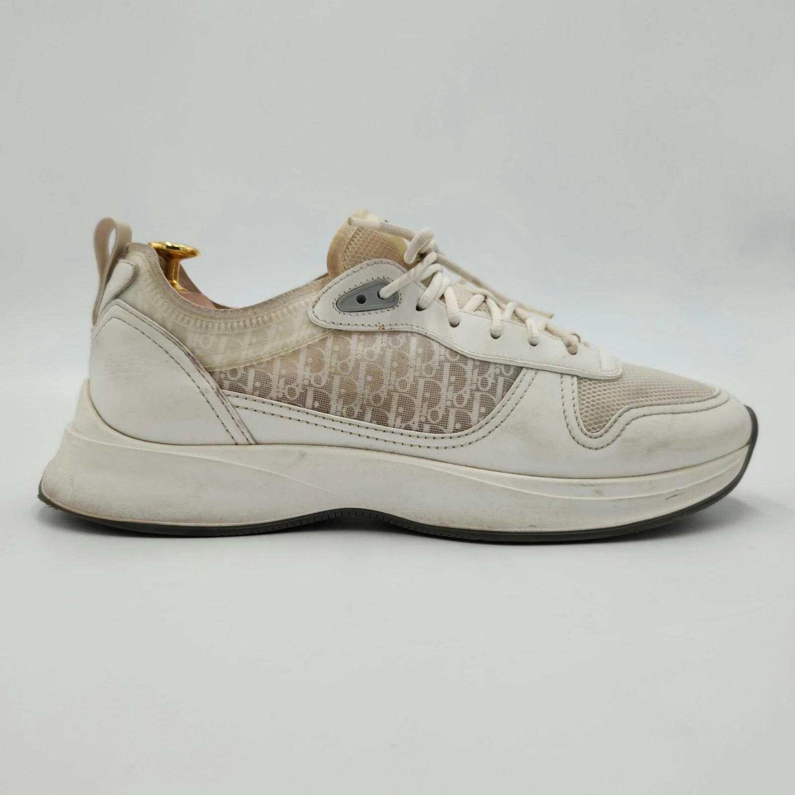 Baskets homme Dior B25 Runner en cuir oblique blanc et maille taille américaine 10 avec COA