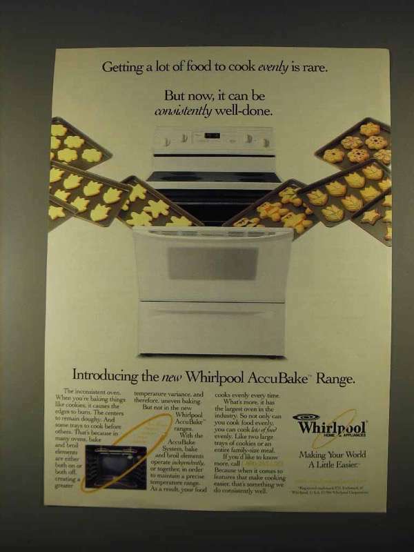 1996 Whirlpool AccuBake Range Ad Cook Evenly eBay