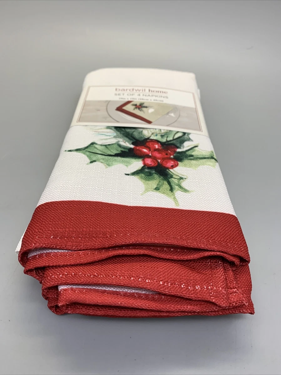 Bardwil Home Christmas Sprig Frame Set of 4 Dinner Napkins eBay