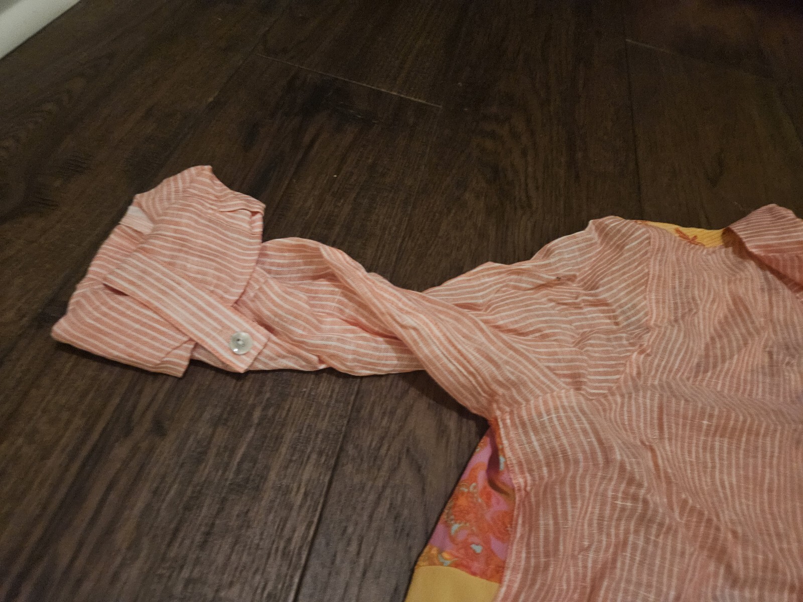 Soft Surroundings Linen Patchwork Back Orange but… - image 3