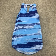 Gap Shirt Womens Small S Blue Tank Sleeveless Summer V Neck Watercolor Striped