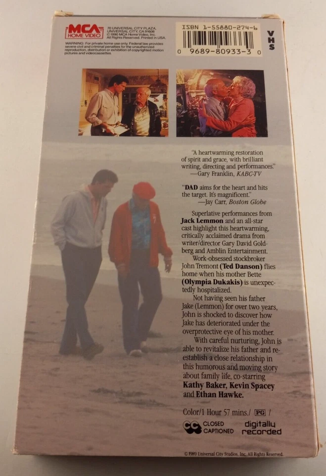 Dad (VHS) 1989 Jack Lemmon, Ted Danson, Olympia Dukakis TESTED — 第 2/3 张图片