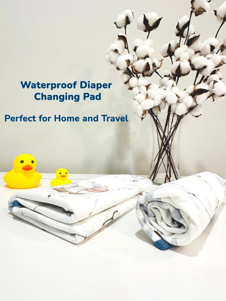 Almohadilla Cambiadora de Pañales Impermeable Bebé Reutilizable Bambú Algodón, 20''x27'', 2 Unidades Foto 4 de 4