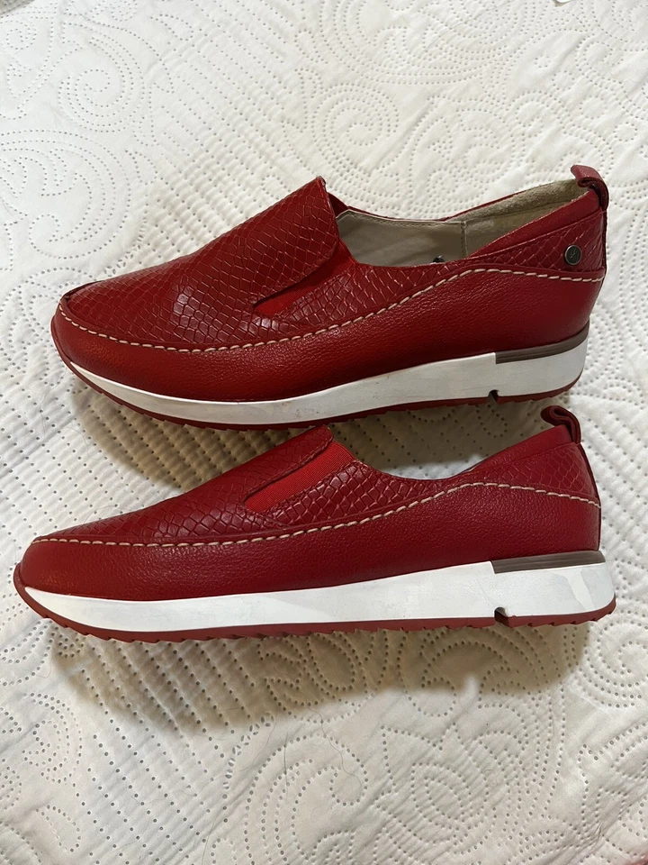 Mocasines Viley Made in Columbia para mujer de cuero rojo de cocodrilo talla 37 nuevos sin etiquetas clásicos Foto 2 de 4