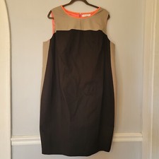 Tahari Woman Sleeveless Beige Black Color Block Sheath Dress Size 20 Plus Size
