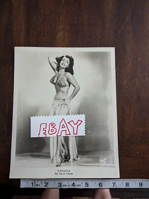 100% Vintage Burlesque Stripper 1950s Photo 8x10 B&W Carmela Torrid