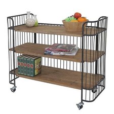 Rollwagen HWC-A43, Servierwagen Rollregal, Tanne Holz massiv Vintage 84x98x36cm