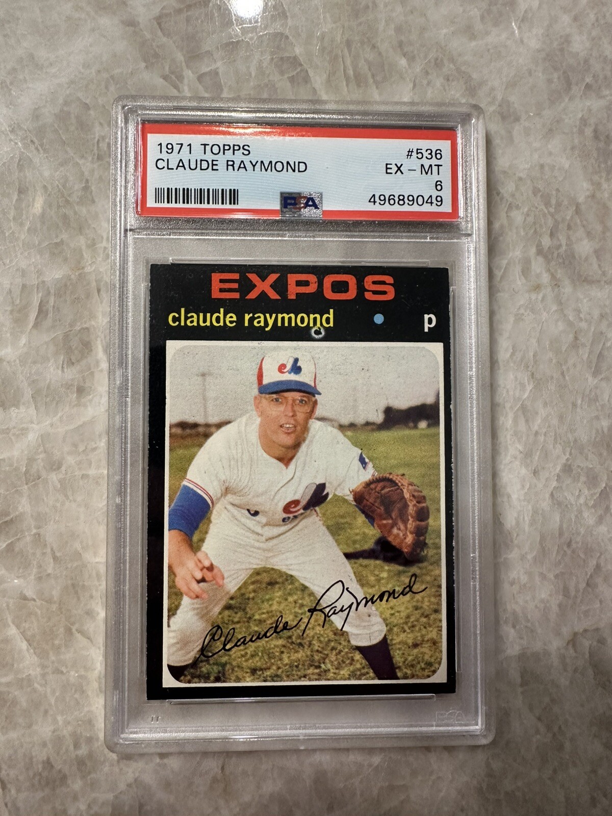 1971 Topps Claude Raymond Montreal Expos #536 MLB Baseball Card PSA 6 EX-MT