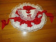 VTG Dolls  Darlings Red Ruffles  White Lace Full Circle Dress 3 Months USA