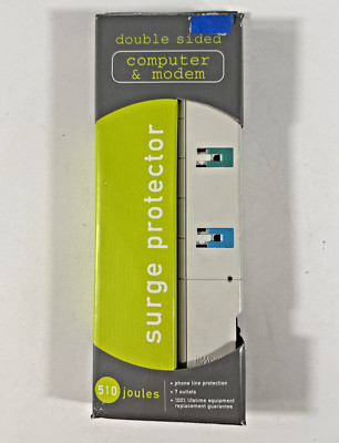 Surge Protector Computer & Modem Double Sided 7-Outlets 6ft Cord 510 Joules