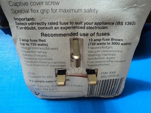 Vintage MK, 13-Amp Safety 3-Pin Plug. Type '646' White. Unused, Sealed Packaging - Picture 5 of 6