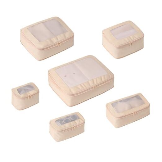 Compression Packing Cubes 2/4/6 sets, Large Travel Packing Pack 6 BEIGE