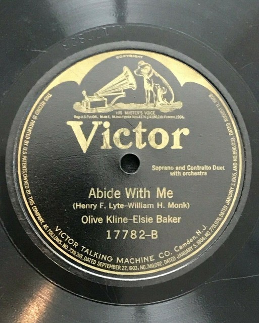 OLIVE KLINE ELSIE BAKER 78 Record 1915 WHISPERING HOPE ABIDE 