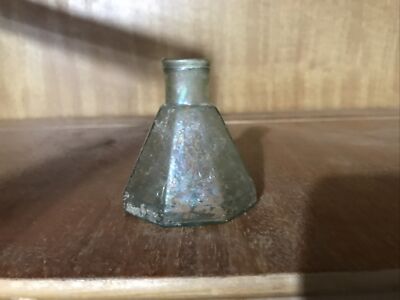 Antique Stoddard Aqua Carnival GlassInk Well c. 1840s - 1860s