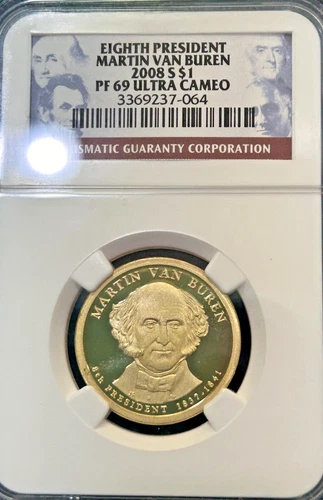 2008-S Martin Van Buren 8th President $1 NGC PF 69 Ultra Cameo