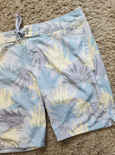 Travis Mathew Swim Trunks Boardshorts Floral Gray/Blue Men's 38 Large 9" Inseam