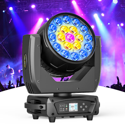 19x20W LED Zoom Beam Moving Head Stage Light RGBW DMX Wash Lighting DJ Show Bar