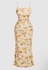 Butterfly Print Romantic Cute Women's Maxi Dress Brunch Women Outfit