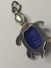 Vtg WRE Sterling Blue Scarab Turtle Pendant Jelly Belly Shell WE Richards — photo 3
