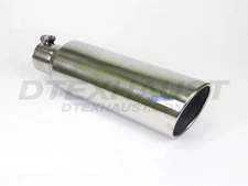 BQ9-405018RSL STAINLESS DIESEL TIP BOLT-ON ROLLED SLANT 4" INLET 5" OUT 18" LONG