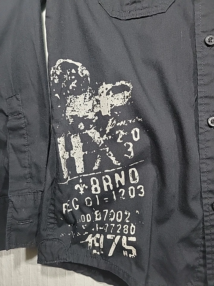 Camisa Helix masculina preta manga longa com botões tamanho médio - Imagem 2 de 4