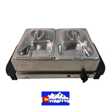 Ovente Electric Buffet Server Warming Tray With Two 1.5 Quart Chafing Dish Set