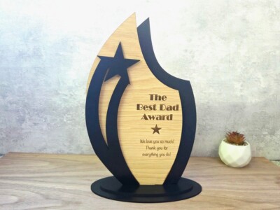 Personalisierte Holz Trophäe, beliebiger Name, Bester Papa Award, Vatertag Geschenk für Ihn