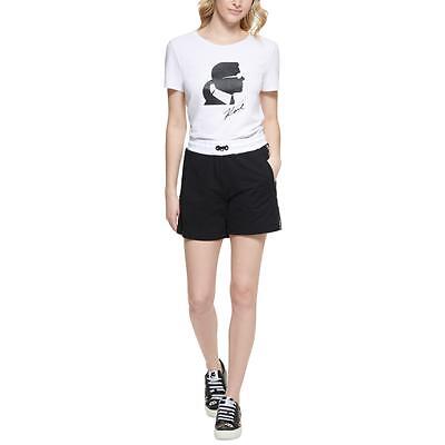 KARL LAGERFELD PARIS Colorblocked Logo Shorts BlackWhite M